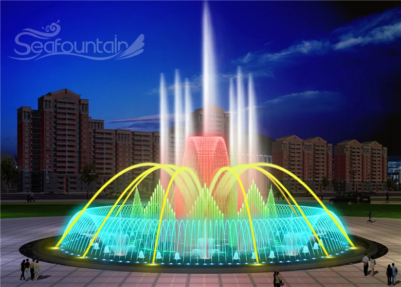 Music dancing water fountains outdoor