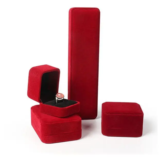 
 Новый стиль красное бархатное Кольцо упаковочная коробка для хранения ювелирных изделий Подарочная коробка  