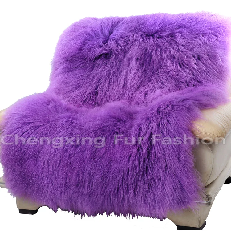 CX-D-23B Real Decorative Mongolian Tibetan Lamb Fur Rug Carpet
