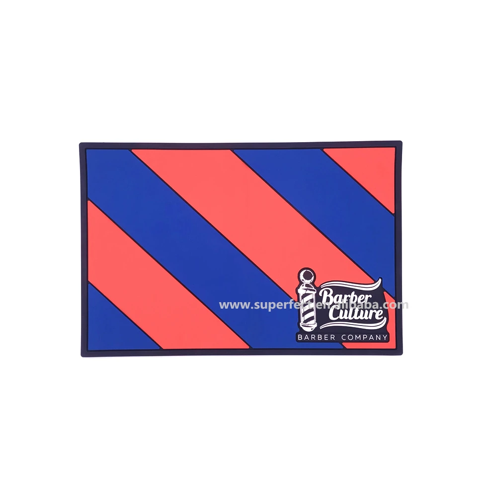Custom logo Heavy-Duty counter table pvc Rubber barber station shop tools mat