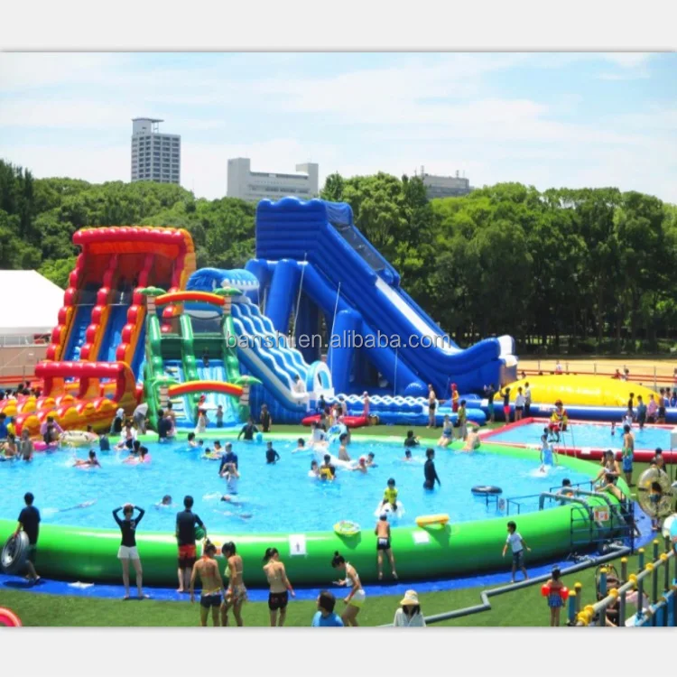 2018 Summer Popular cheap Inflatable Amusement large water park with Swimming pool for outdoor