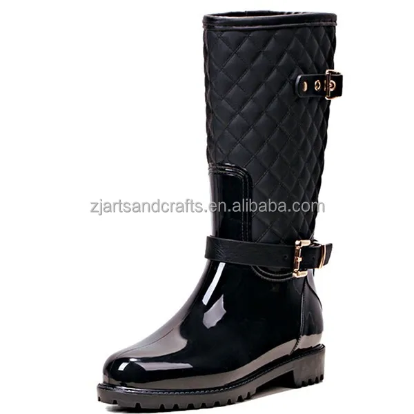 Wholesale fashion cool buckle cowboy pvc rain boot for women