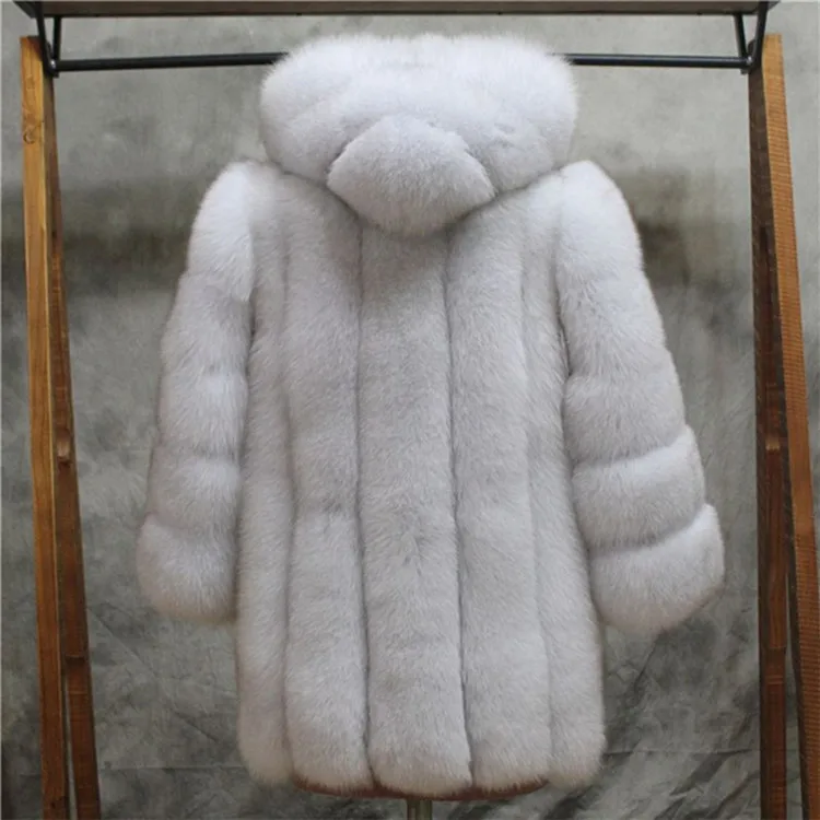 Brand new white Fur Hood Coat With High Quality