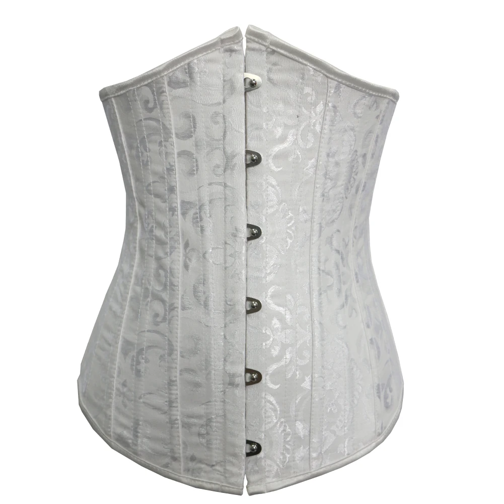 26 Stainless Steel Boned Shapewear White Ladies Outfit Chest Binder Floral Bridal Bustier Corset Underbust For Waist Training