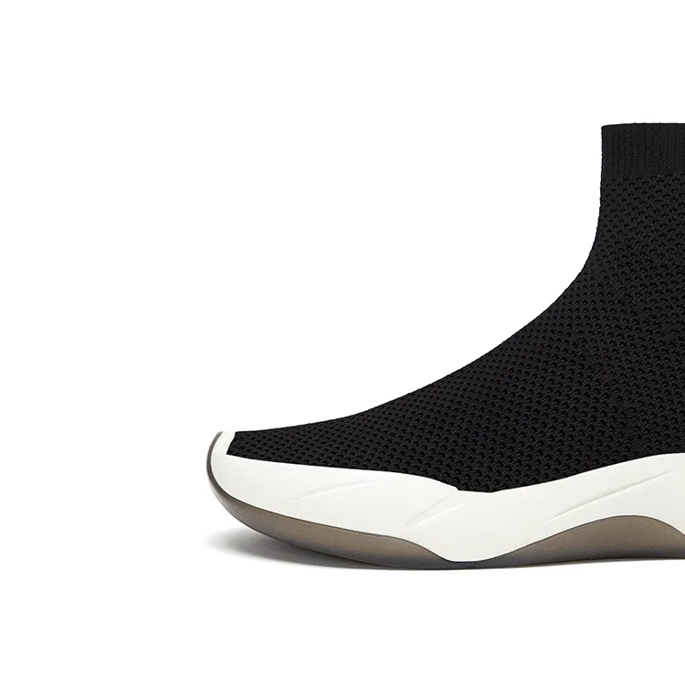 Fashion Shoes Casual High Neck Ladies Casual Shoes Women Sneaker Knit Flats