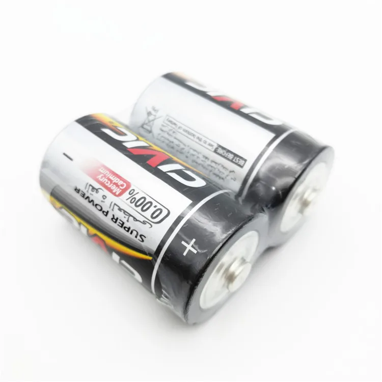 Hot Sale Civic Zinc Carbon R20 D Battery 1.5V for Flashlight Shrink Pack 380Mins