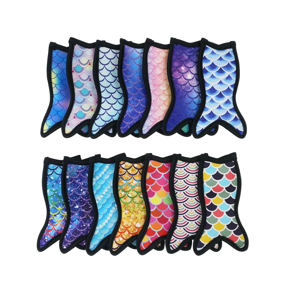 Custom Sublimation Multiple colors Neoprene Mermaid Popsicle Holders Sleeve anti freezing Icy Pole Cooler Holder for kids