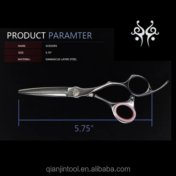 GU-575G JC158 High quality damascus layer steel hair cutting scissors with beautiful finger