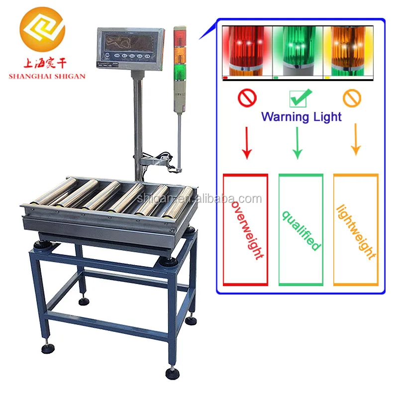 Shanghai Electronic checkweigher With Automatic Alarm Warning, Fish Measuring Conveyor Belt Roller Scale