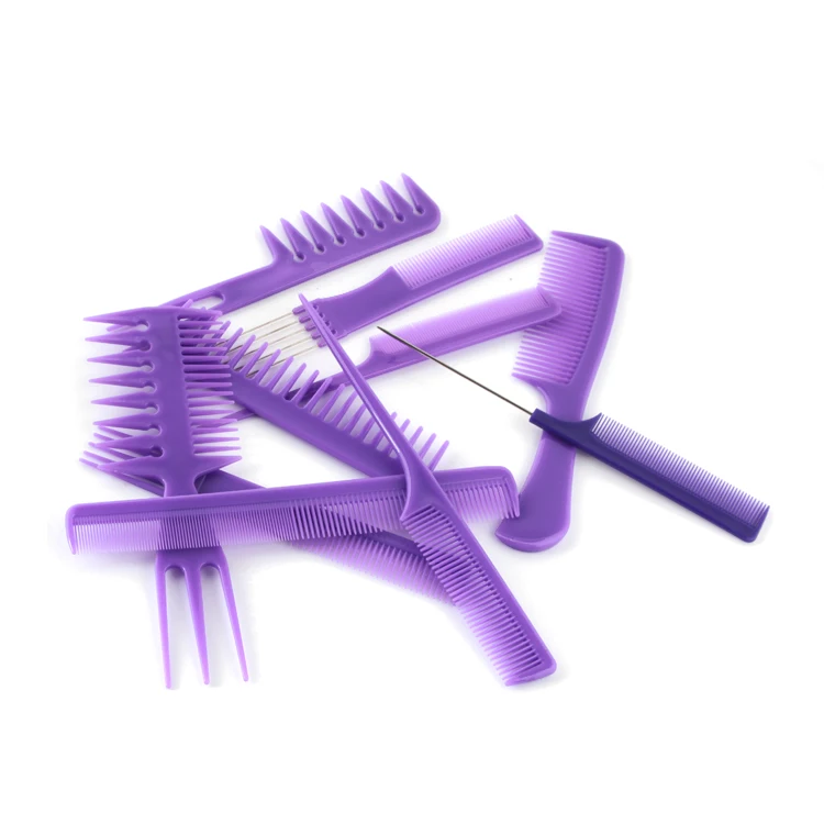 Xinlinda brand purple color personalized plastic hair travel  hairdressing hair coloring comb set