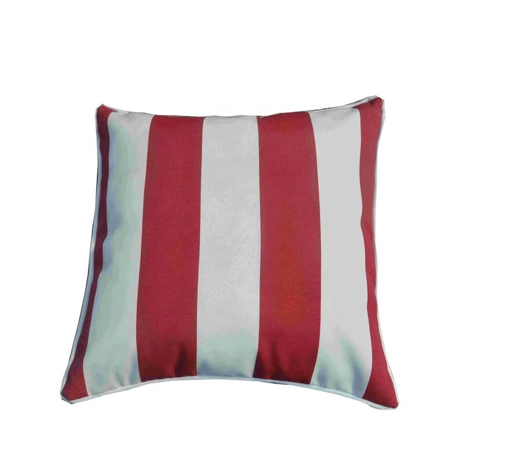 High Quality Soft Outdoor UV Resistance Waterproof Sofa Square White and Red Striped Pillow and Cushion