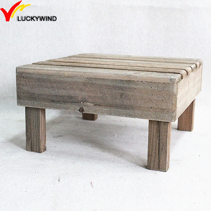 
vintage farmhouse reclaimed wood slat small deck for props 