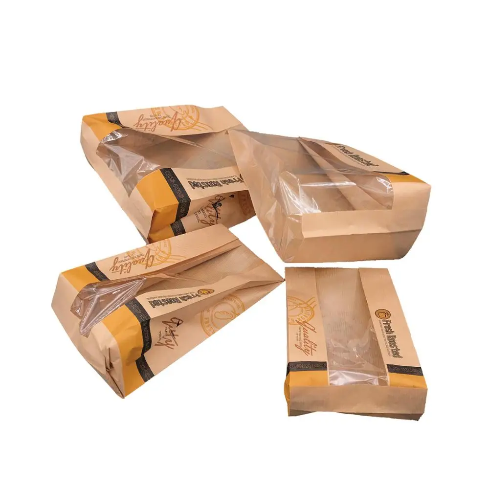 
Kraft Food Packaging Storage Bakery Bag with Front Window Bread Loaf 