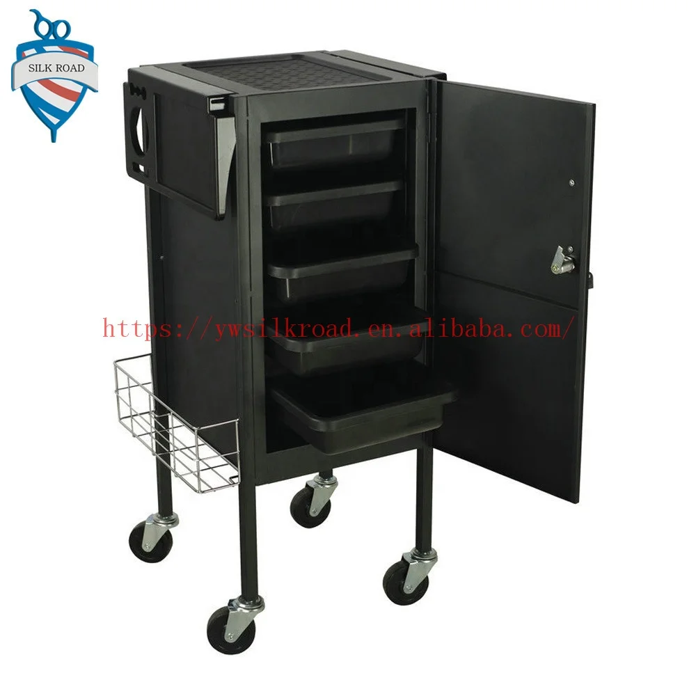 2018 new style Deluxe Lockable black Metal Hair Salon Trolley