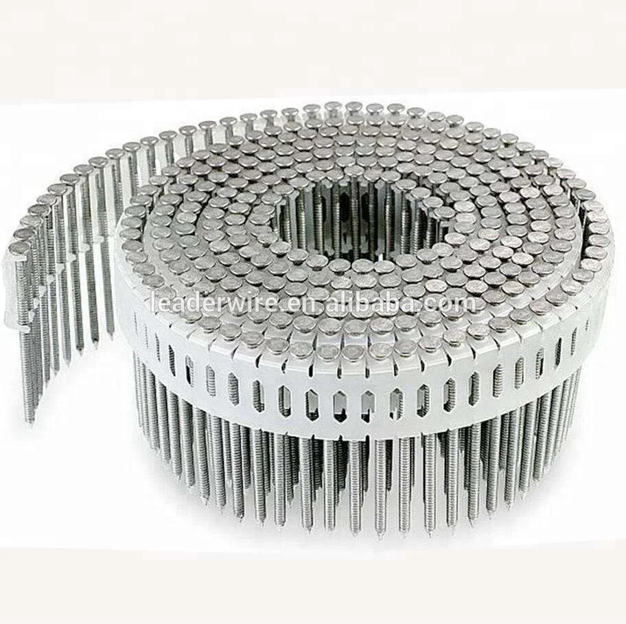 15 Degree EG HDG Finish Smooth Ring Screw Shank Plastic Collated Coil Nails