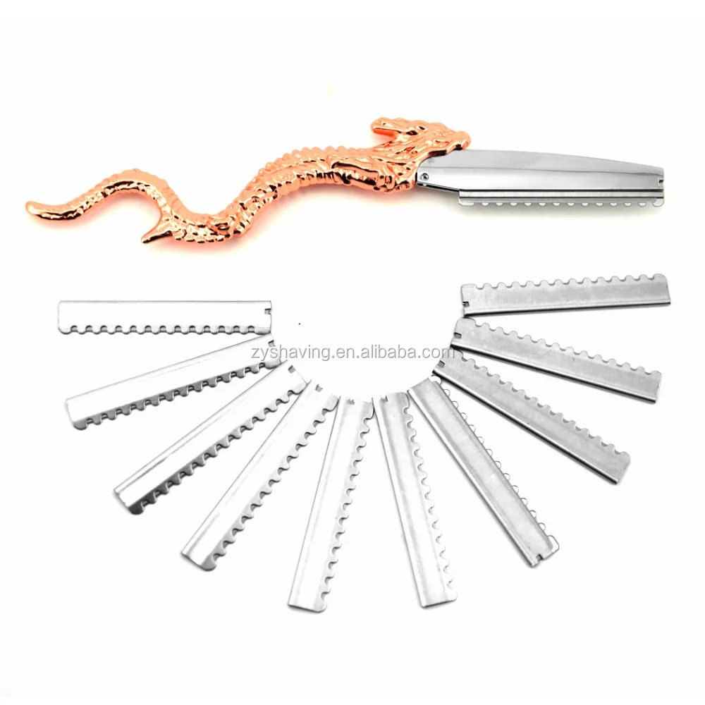 NEW Rose Gold Dragon HairCutting Razor Hairdressing Barber Stylist +10x Blades