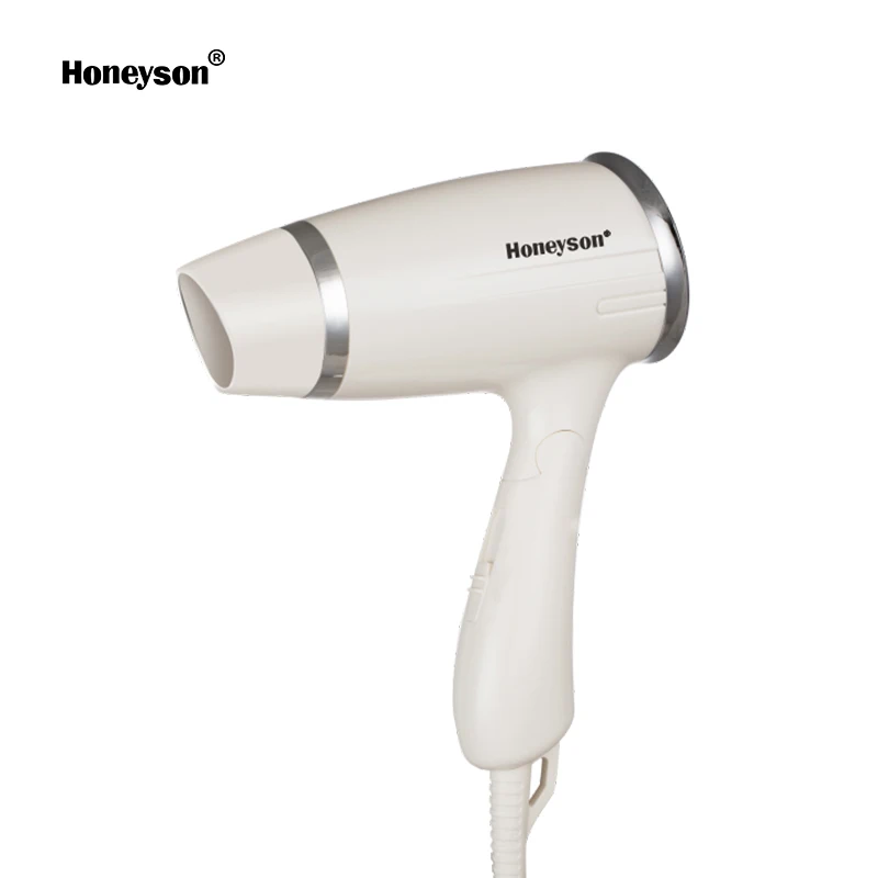 Honeyson Oem Cheap Hotel Guest Room Low Watt Hair Dryer White Surker Portable and Foldable Mini Hair Dryer Blue Concentrator F5