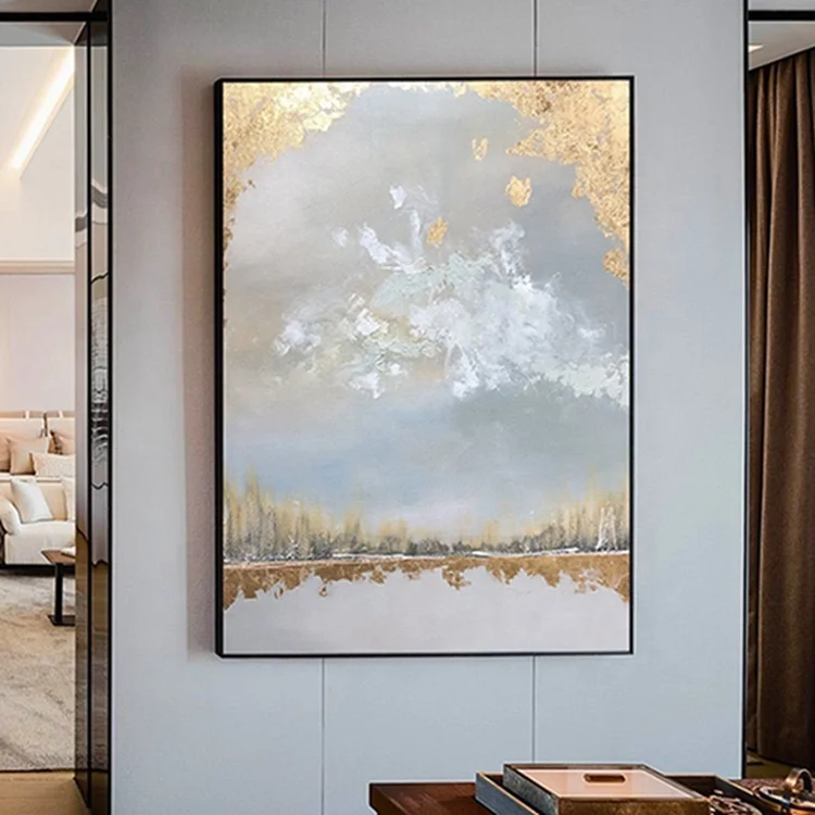 
Wholesale Handmade Framed Abstract Glod Oil Painting Wall Picture Art Canvas Acrylics 