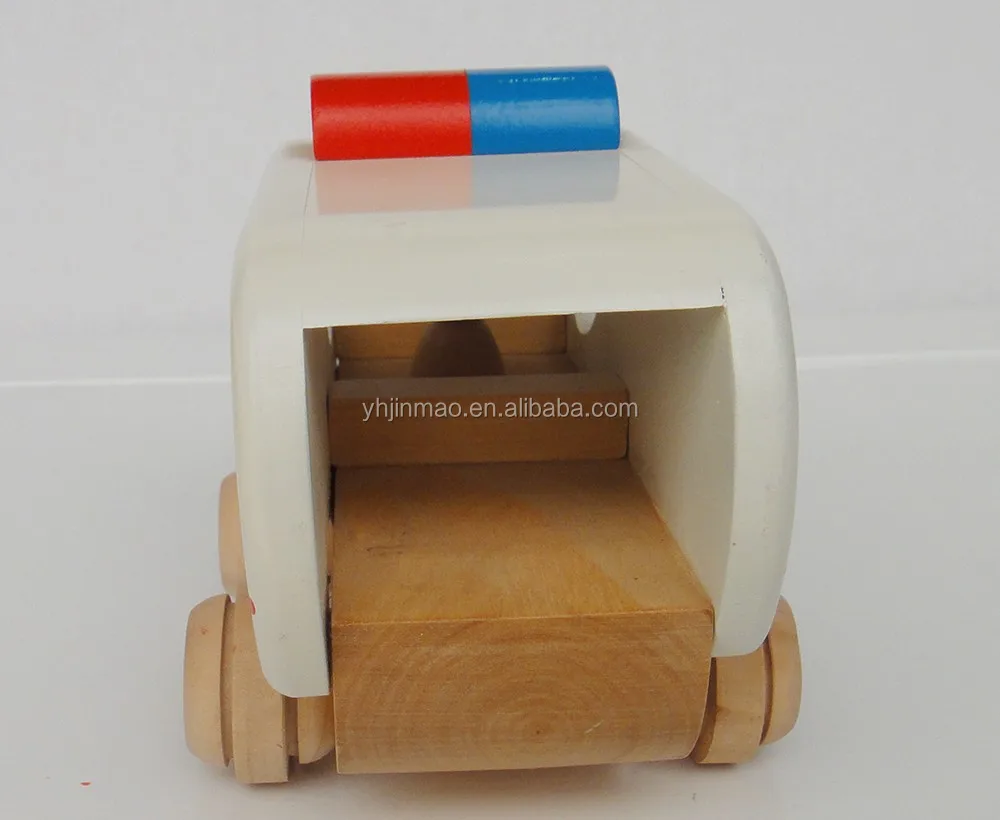 
Solid wood kids small wooden toy accessories hospital car 