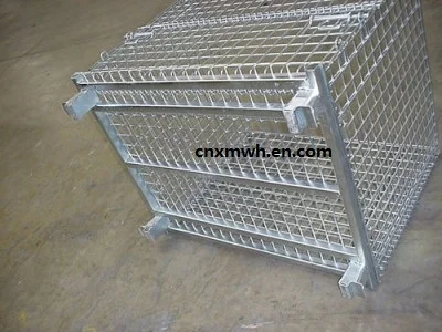 Industrial metal basket wire mesh box pallet container,Stackable Steel Wire Mesh Warehouse Pallet Cage,Stacking Wire Mesh Basket