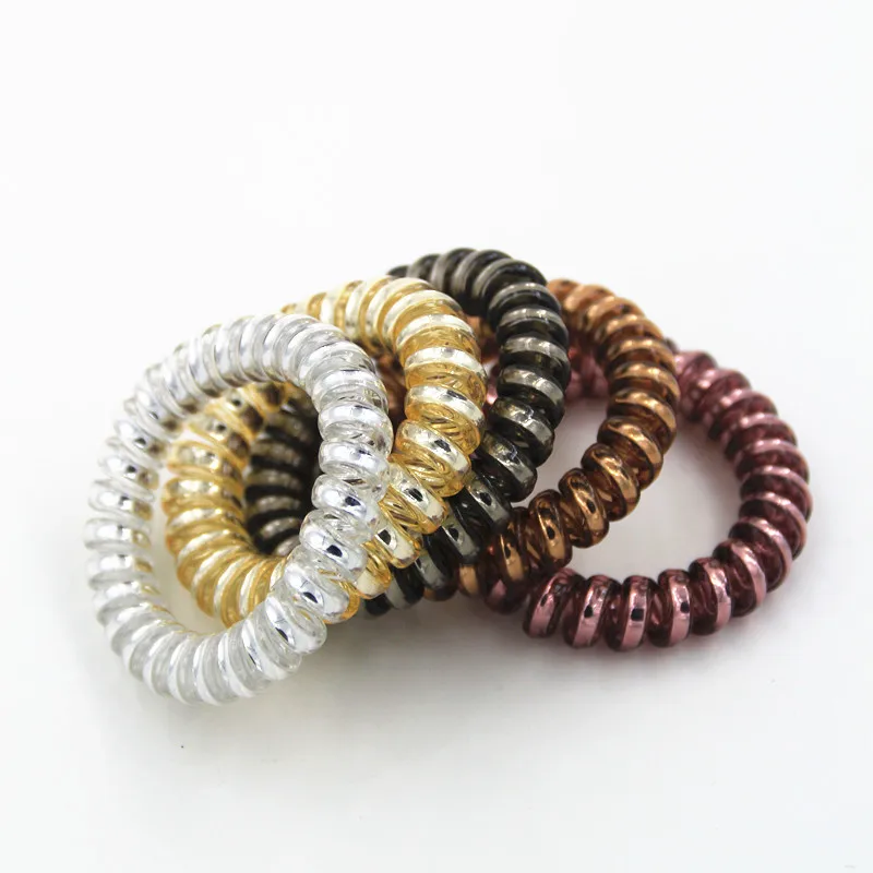 Korean Elastic Thick GG&MM Gold Telephone Cord Hair Tie Hair Accessories Solid Color Rubber Hair Band