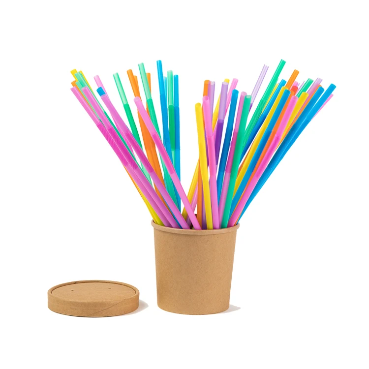 Wholesale 12mm 240mm Disposable Individually Wrapped Plastic Boba Bubble Tea Drinking Straws