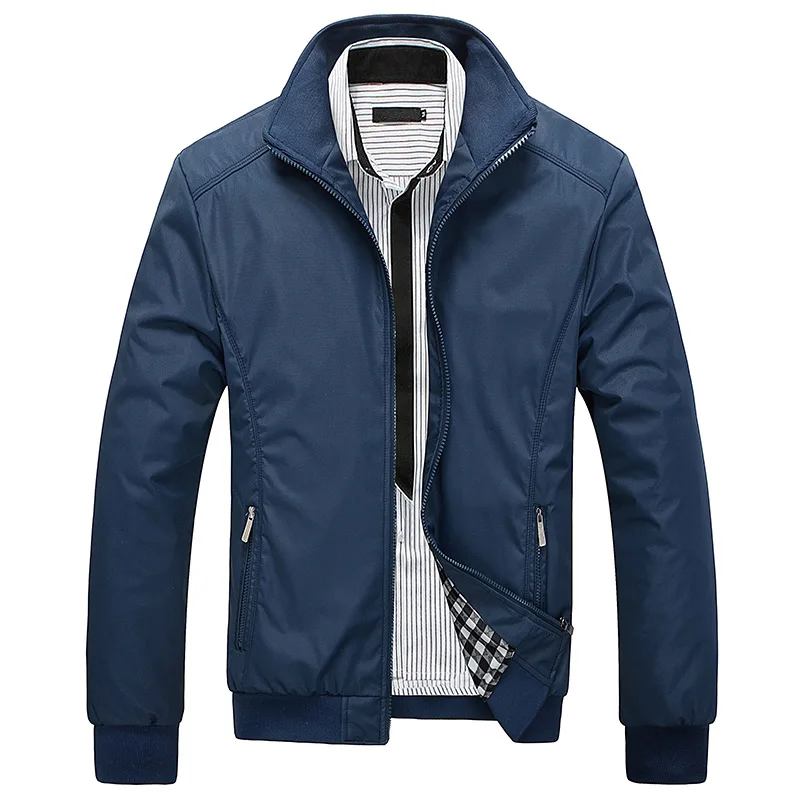 
wholesale fashion style Bomber Jacket plain black mens autumn jackets custom polyester jackets stand collar 