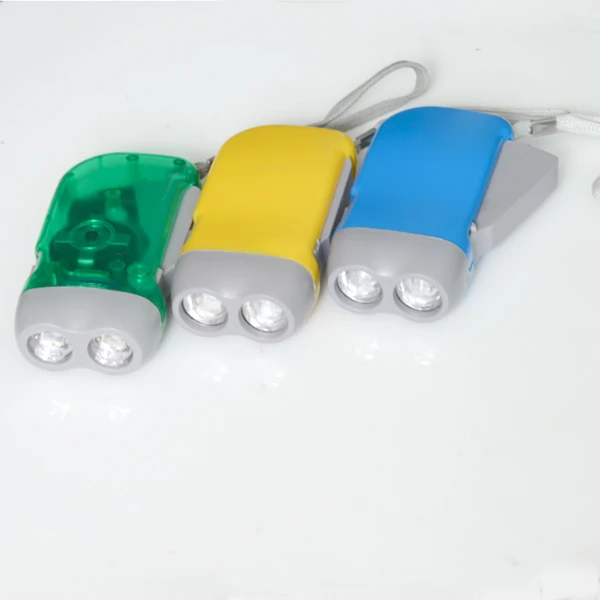 2 LED hand crank squeeze flashlight hand pressing flashlight