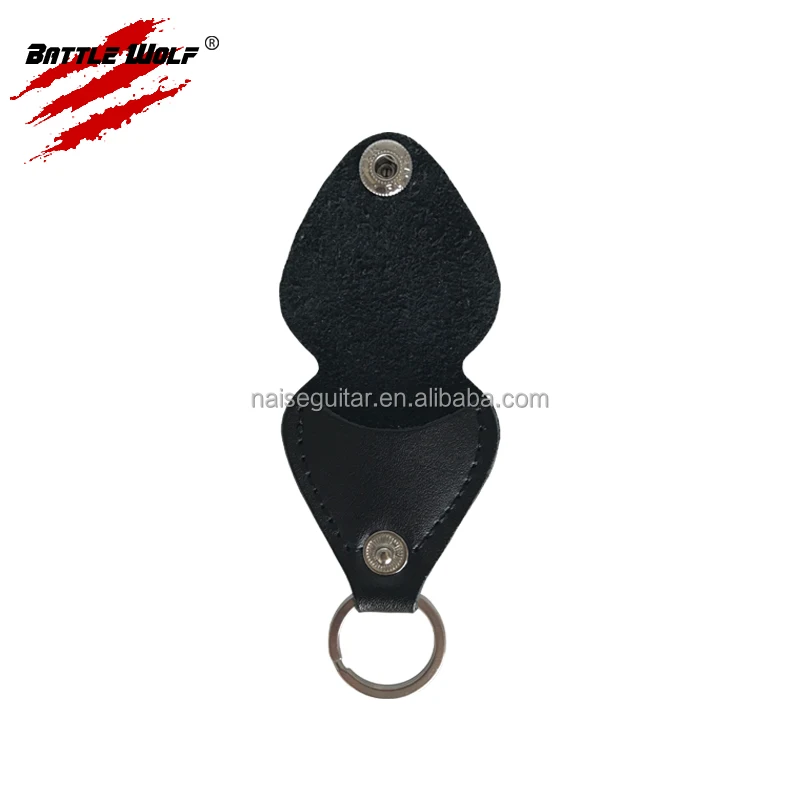 Hot Stamped Custom Logo Leather Key Holder With Guitar Pick Case