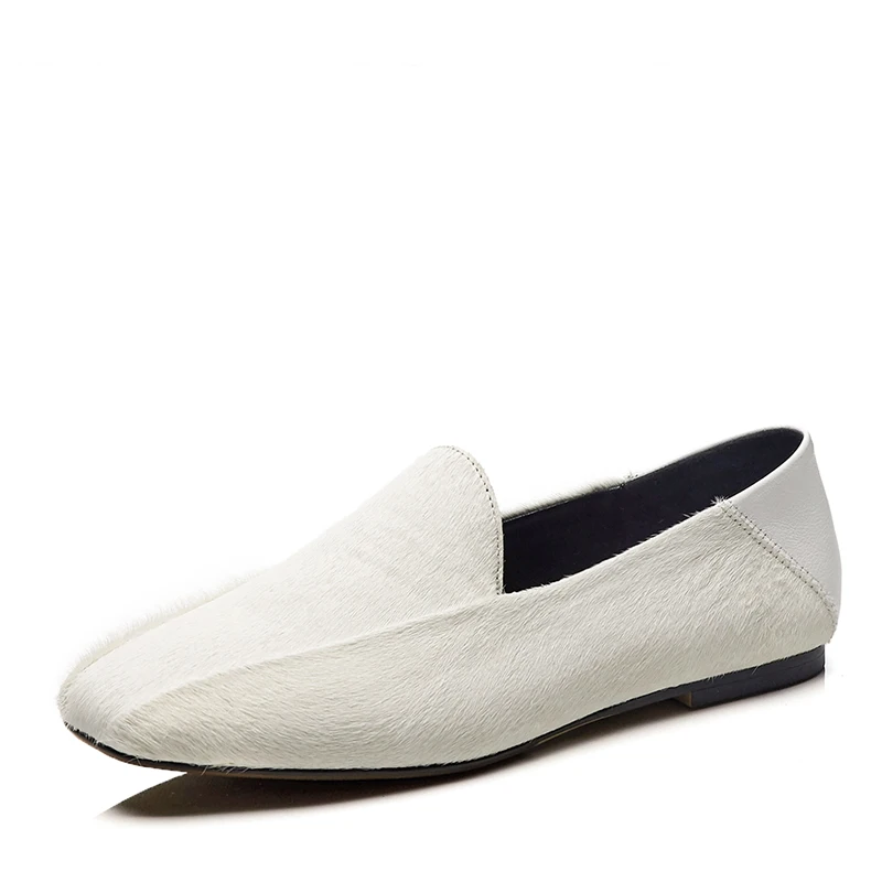 WETKISS Custom 2019 Horse Hair Driving Shoes Speckle Flat Loafers Slip On Women Flats Shoes Office Ladies Flat Loafers Shoes OEM
