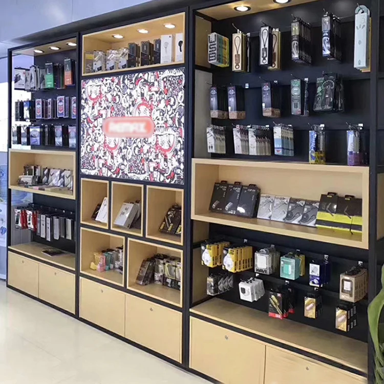 Customized Design Modern Mobile Phone Accessories Display Showcase For Shop Decoration One-Stop Service