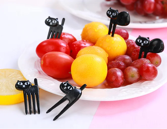 
Food grade cute cupcake topper mini pick black cat 6 pc set 