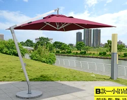 European high-end commercial solid wood square outdoor umbrella