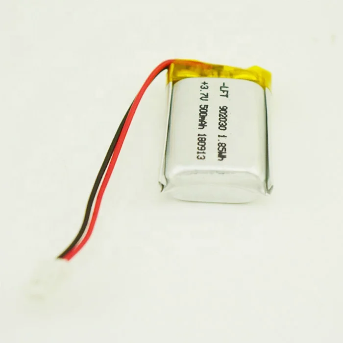 A quality 902030 500mAh lipo 3.7v li-ion rechargeable batteries with connector