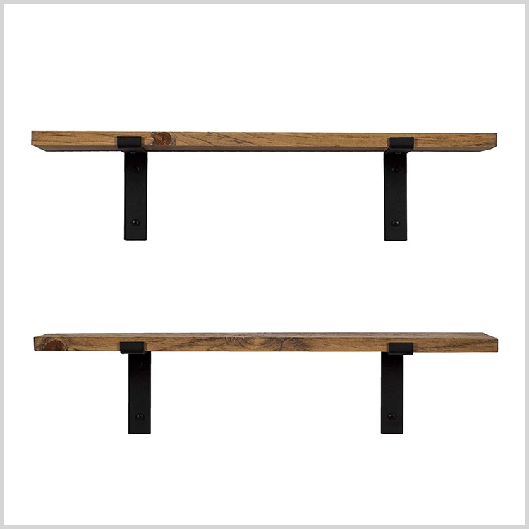 Rustic Wood Floating Shelves Wall Mounted Book Flower Storage Shelf with L Brackets wood storage shelf spice rack