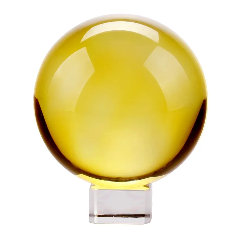 
3CM Yellow Asian Quartz Crystal Glass Ball Glass Sphere and minerals Magic Crystal Ball Sphere Fengshui Figurine Products 