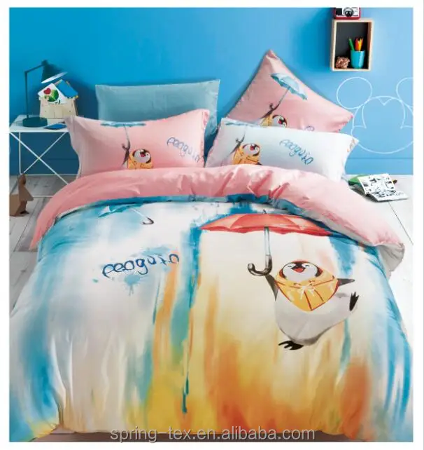 Professional Custom Children Ropa de cama para 200TC Cotton Reactive Printing Kids Cartoon Bed Sheets Set