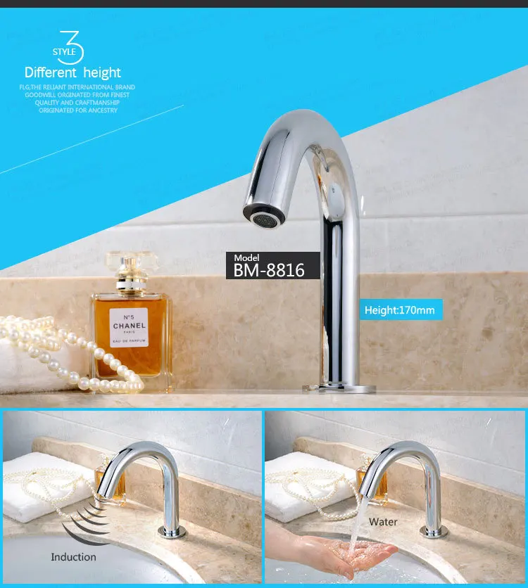 FLG Single Cold Automatic Sensor Faucet Arrival 304 Stainless Steel New CE Bathroom Chrome Modern Contemporary Ceramic Polished