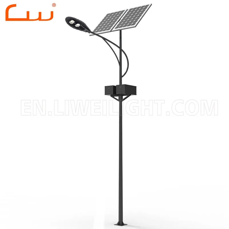 50watt 60W cob lamp head LED solar street light case 7-8M pole