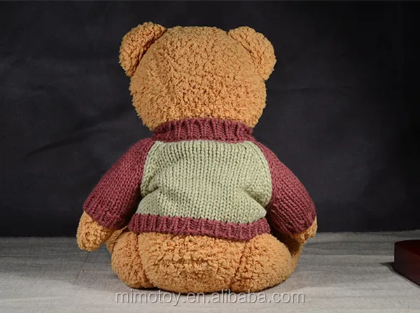 Embroidery OEM Design Custom LOGO Stuffed Teddy Bear With Sweater Clothes Wholesale Cheap Plush Soft Toy Brown Teddy Bear Names
