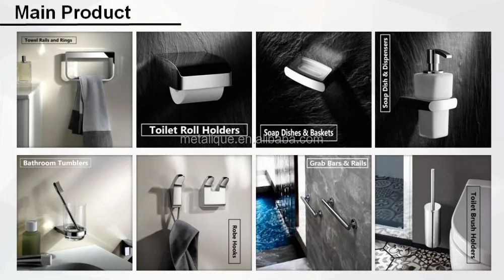 
Metalique 615mm Zinc Alloy Mirror Polished Chromed Square Single Towel Rail Bar 