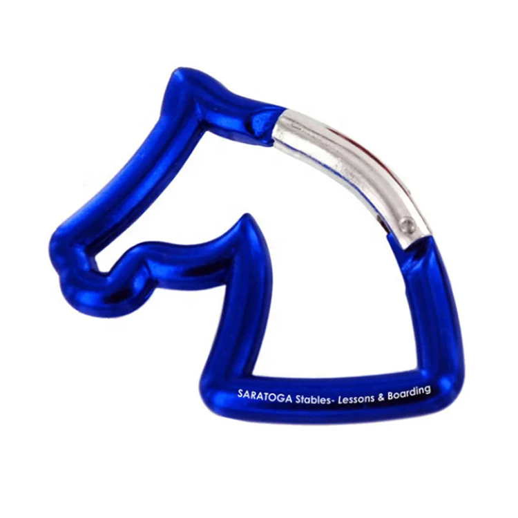 Factory wholesale aluminum horse shaped carabiner keychain