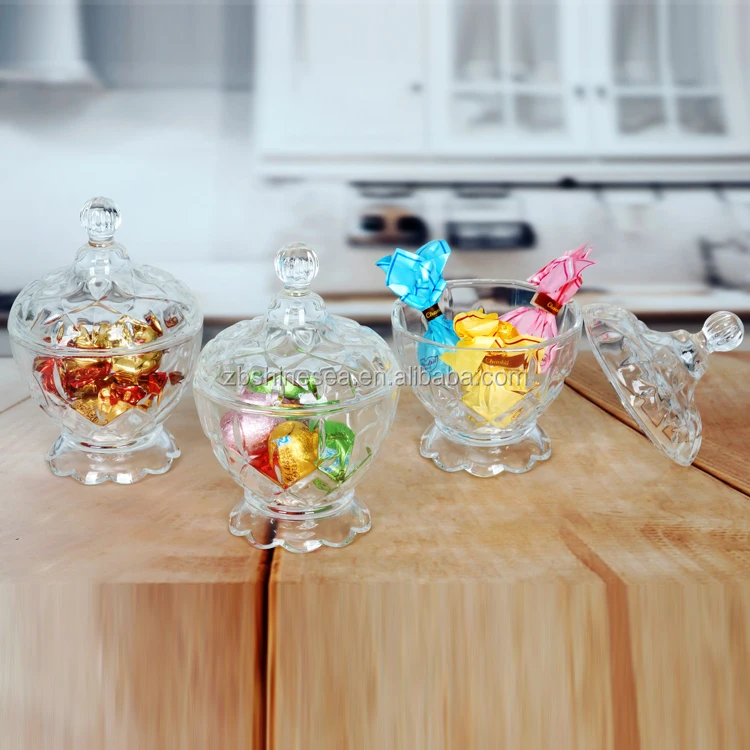 
decorative glass candy jar with glass lid table decanter 