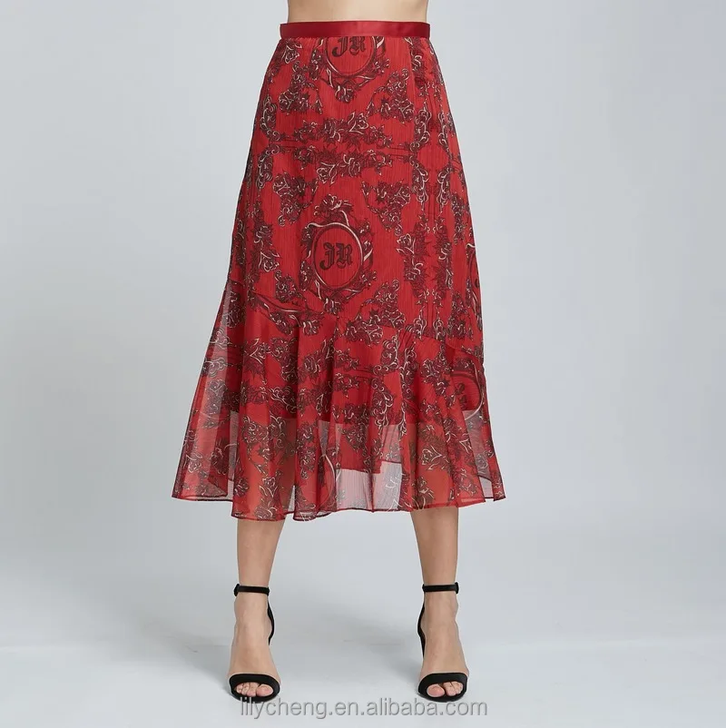 Custom wholesale women ladies girls long skirt printed skirt beach boho Midi skirts
