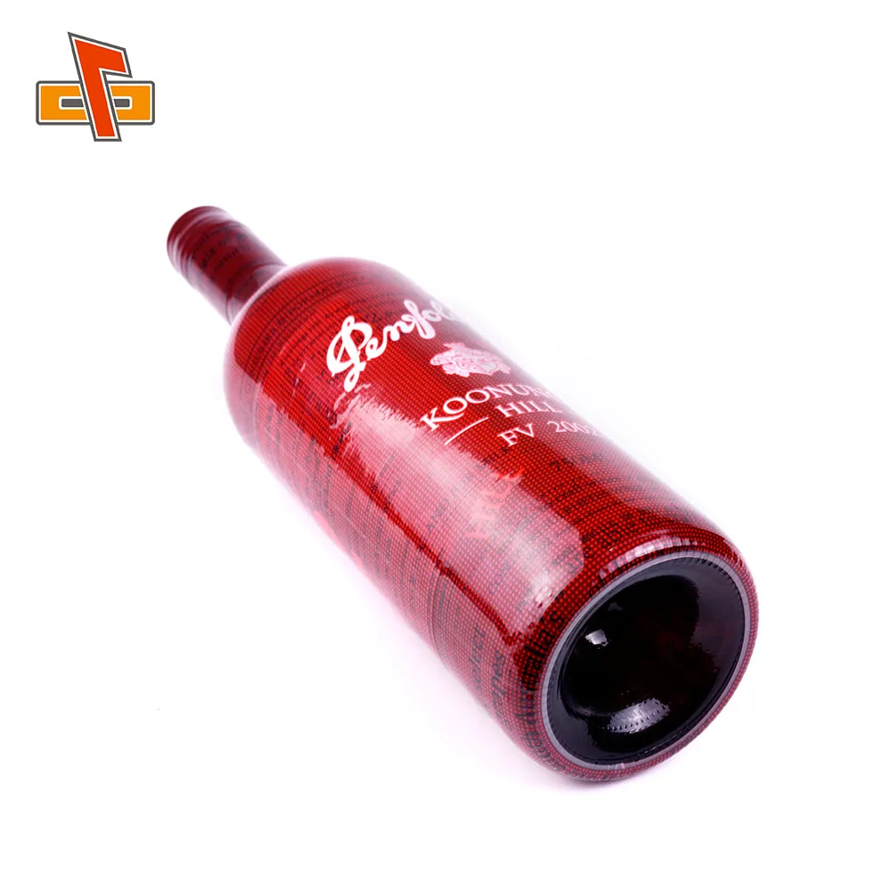 Custom PET Heat Shrink Sleeve Wrap Label Glossy Shining Film For France Dry Red Wine Glass Bottle