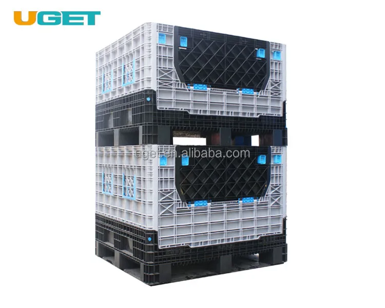New HDPE Transportation Storage Mesh Fruit Large Stackable Plastic Foldable Pallet Moving Boxes