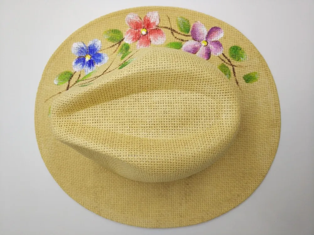 2018 most popular and fashion custom hand painted women lady beach panama paper straw cowboy hat
