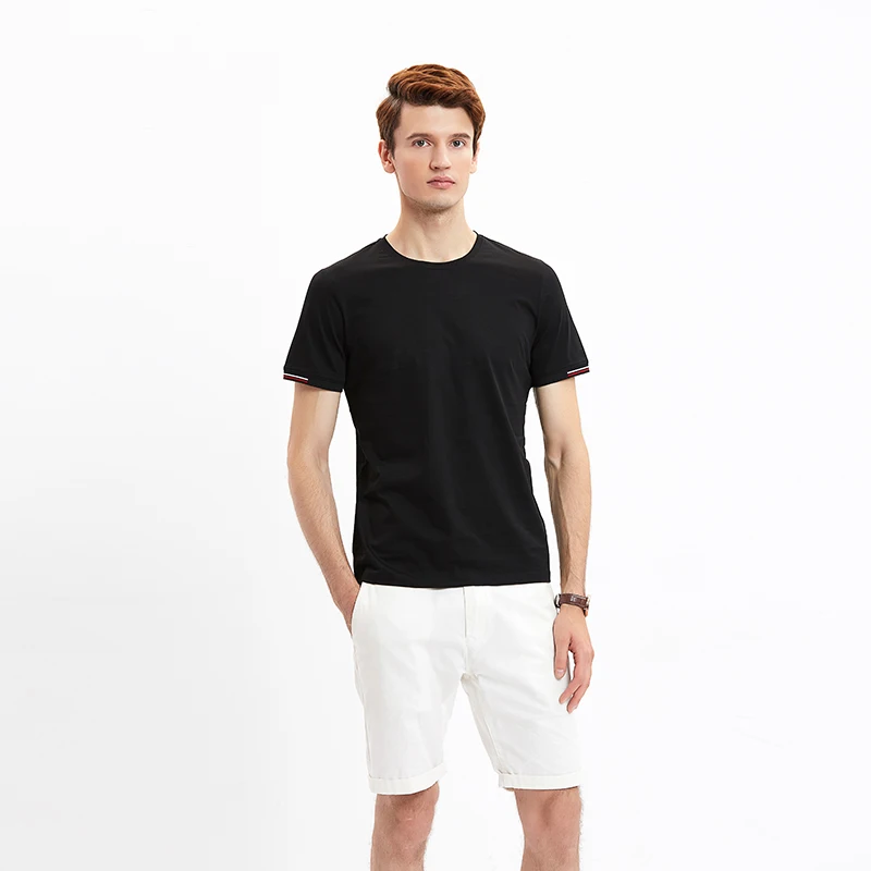 
100% mercerized cotton blank solid color print custom plain T-shirt 