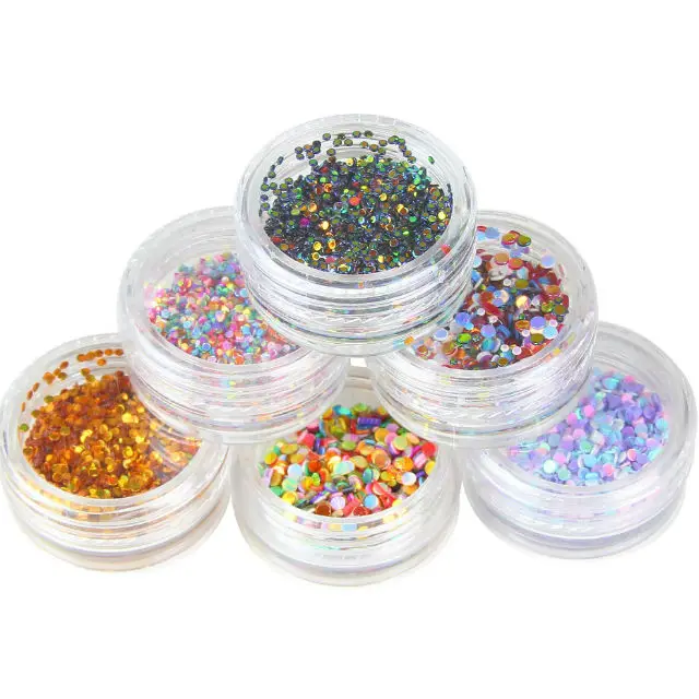 High Quality Clay Fluffy Clear Diy Activator Slime mixed iridescent box packing glitter DIY cards fabric glitter for slime kit