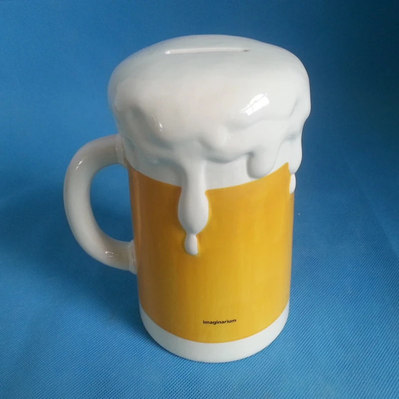 Customized Beer Mug Shape Ceramic Coin Saving Money Box custom made beer mug shape bottle money box